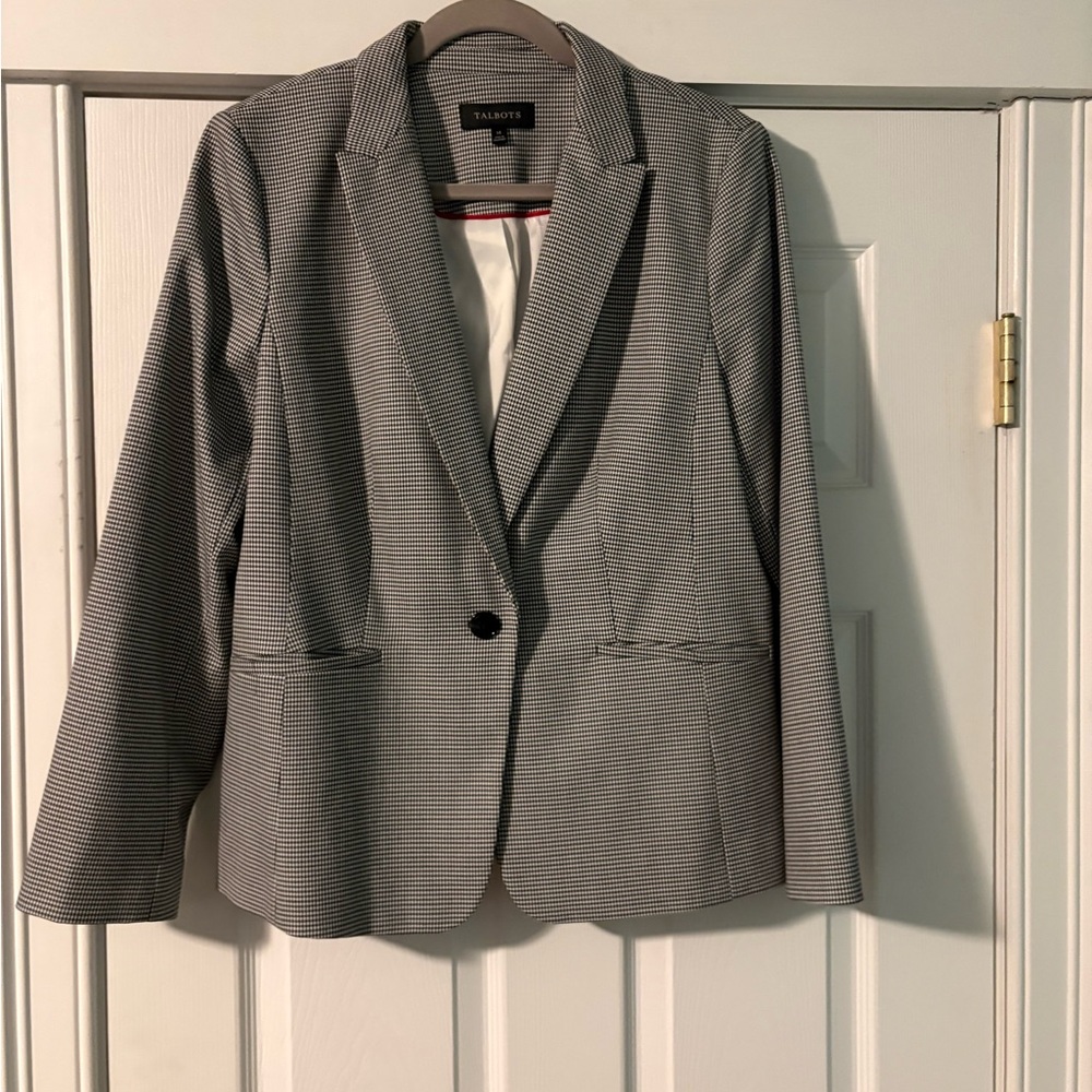 Talbots Black and White Houndstooth  Blazer